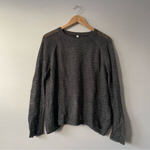 Margaret O’Leary silver linen chain knit cross back sweater